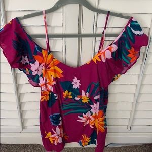 Colorful off the shoulder blouse